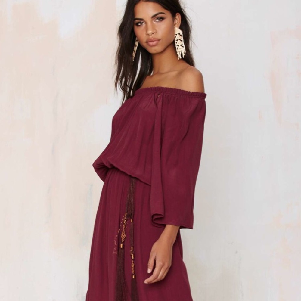Nasty Gal off the shoulder maxi in red