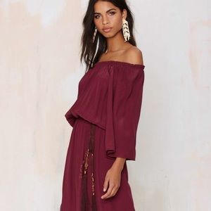 Nasty Gal off the shoulder maxi in red