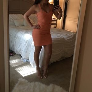 Hot Miami styles orange coral bandage dress