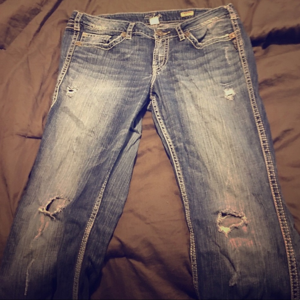 Silver Twisted Boot Cut Jeans