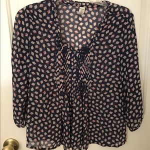 Flowy 3/4 sleeve patterned old Navy top XS