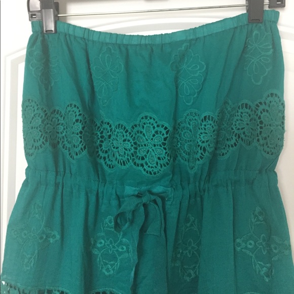 Aryn K. Strapless Midi Lace Overlay Dress - Picture 2 of 4