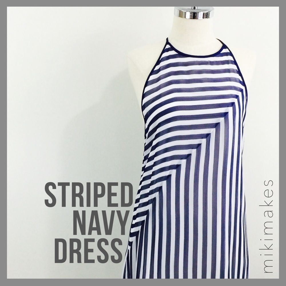 [ cooperative ] NWT navy stripe halter dress