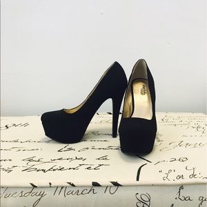Suede platform heels