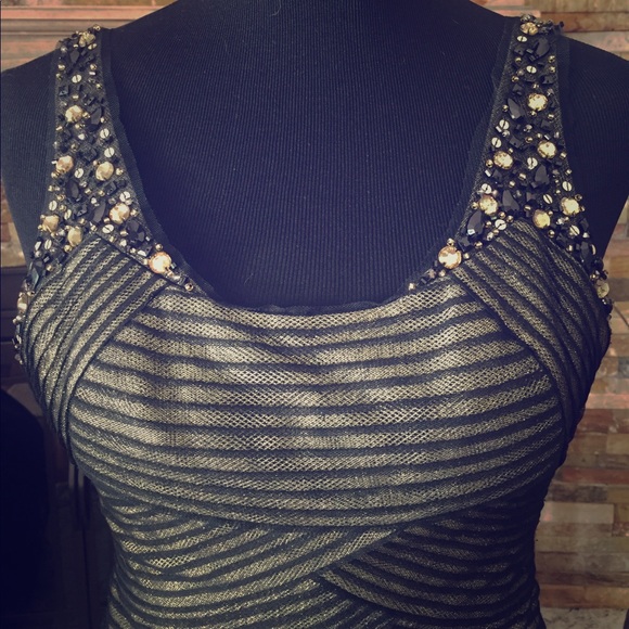 BCBGMAXAZRIA Black and Gold Formal Dress - New - Picture 3 of 8