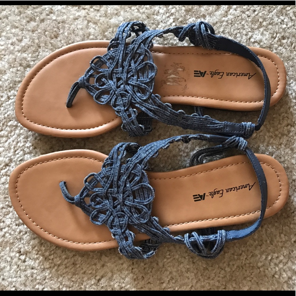 American Eagle Crochet Denim Sandals