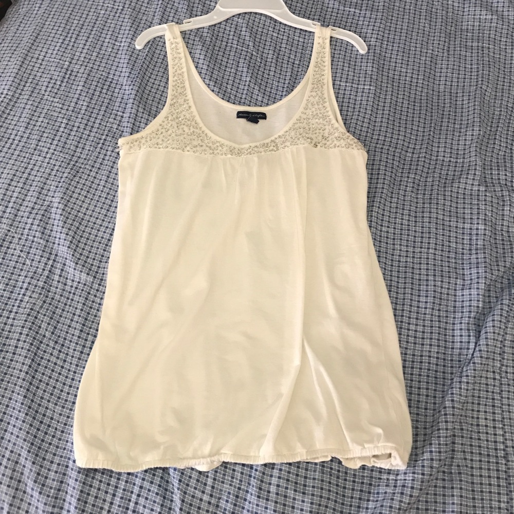 White beaded tank top