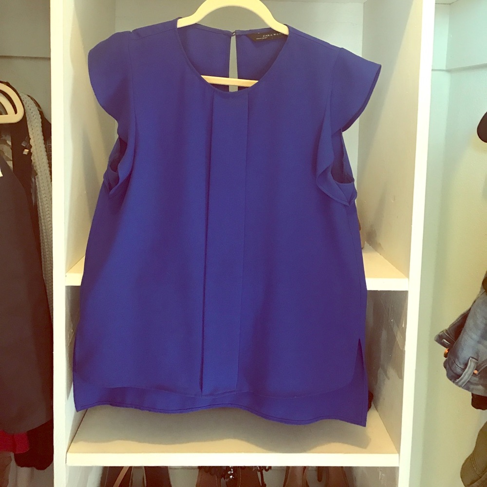 Zara blue dress top