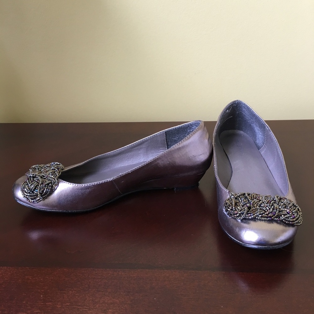 Maurices Silver Beaded Flats