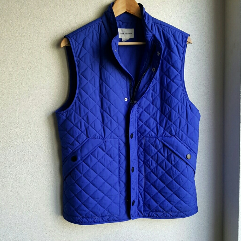 Club Monaco Quilted Royal Blue Vest Sz:Small