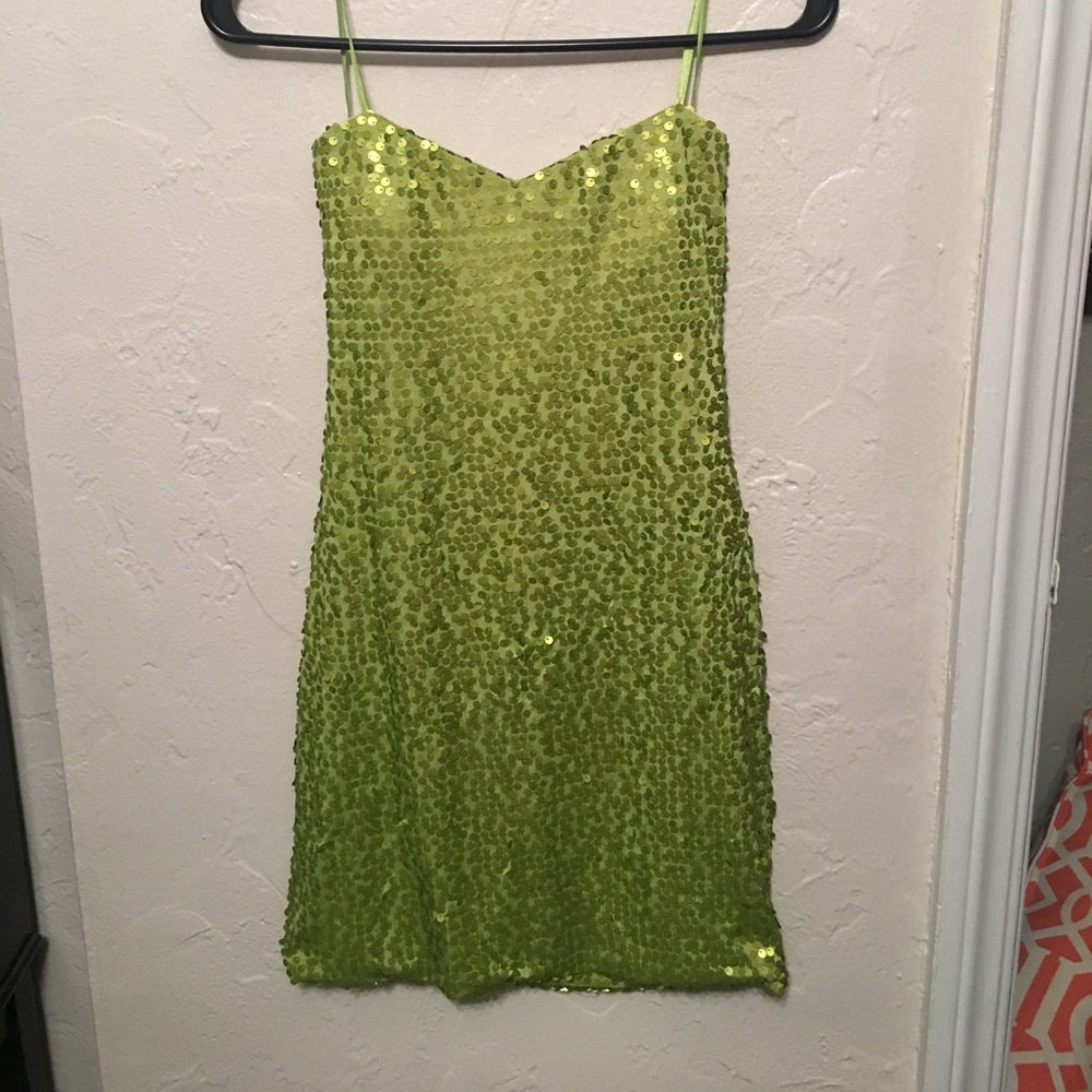Lime green strapless dress