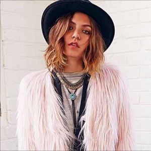 Ladakh X Urban Outfitters pink furry jacket