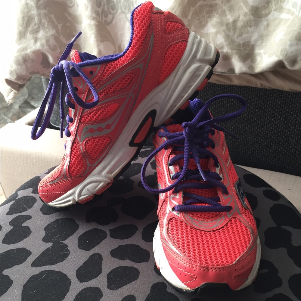 Hot pink and purple saucony sneakers