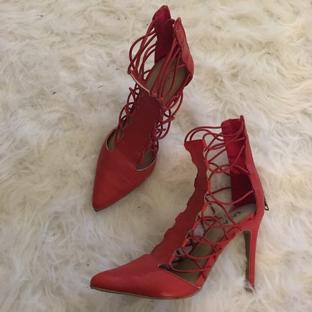 Red kitten heel