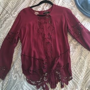 Perfect condition maroon lace blouse