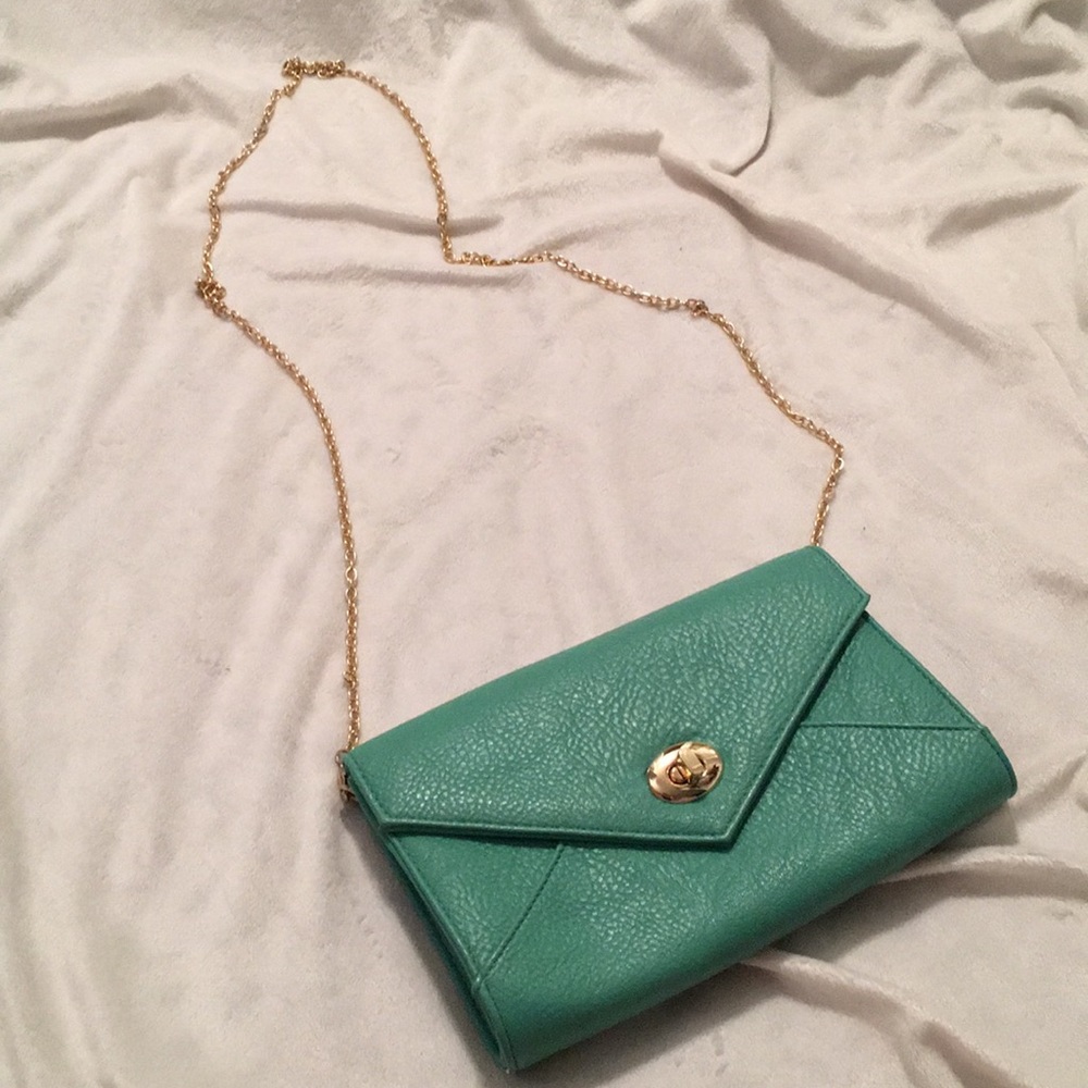 Mint green envelope clutch/ crossbody