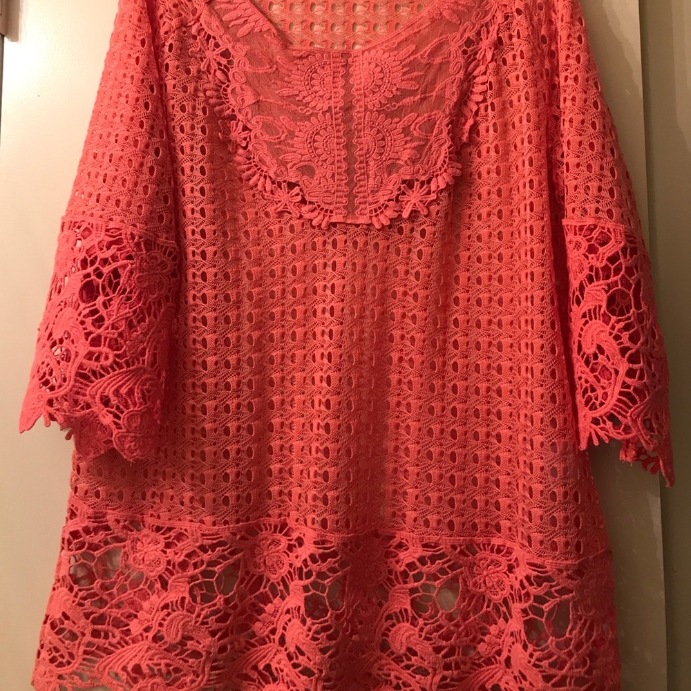 Ladies Crochet & Lace Overlay Top
