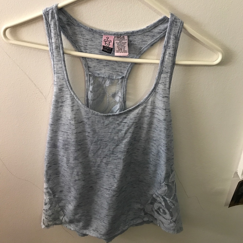 Light blue flower lace tank