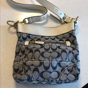 Coach Signature Canvas X Leather Shoulder Bag
