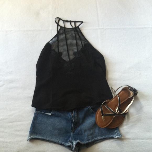 Tobi Tops - Black Tobi modern romance halter top in black