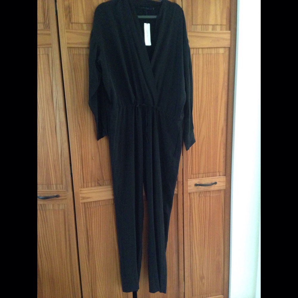 NWT black silk Urban Zen V-neck jumpsuit