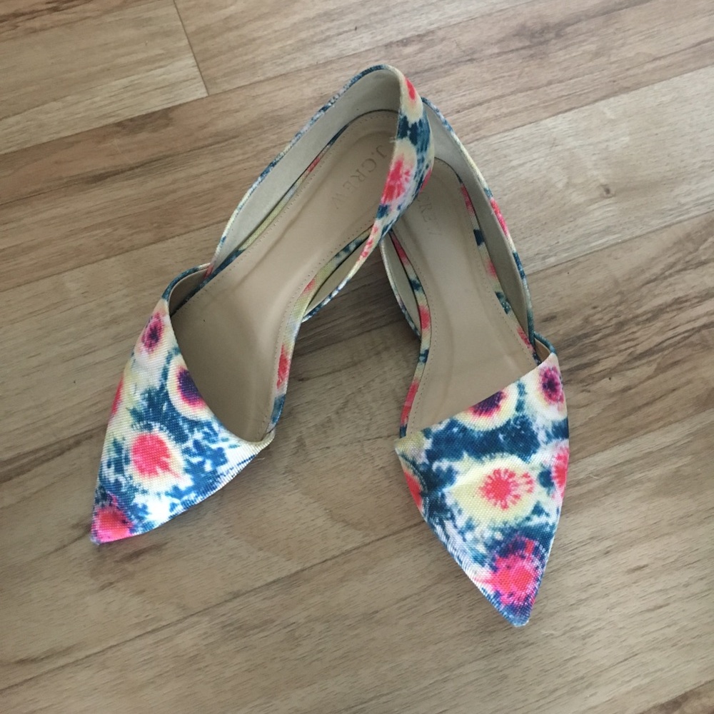 J Crew Sloan d'Orsey flats in tie dye canvas