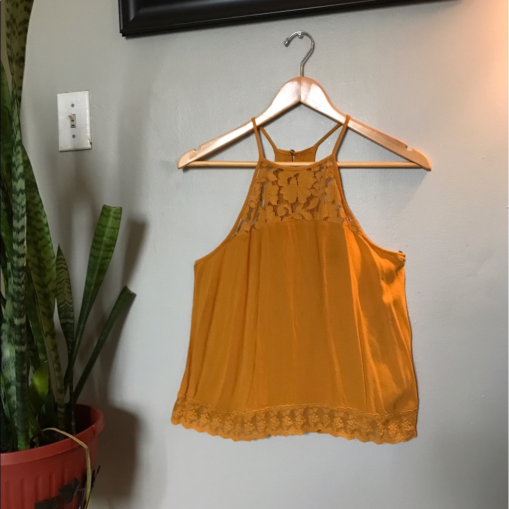 XXI Mustard Halter-Neckline Top !