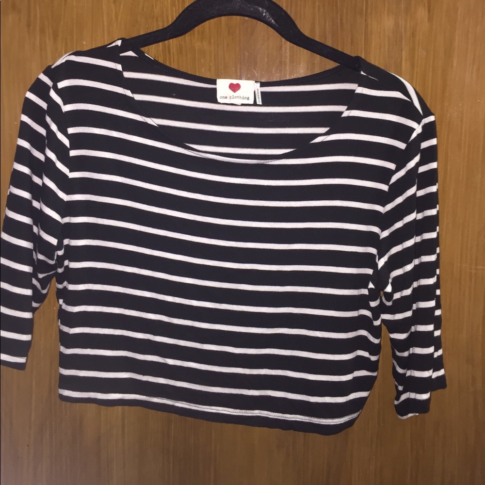 Black and white striped crop top