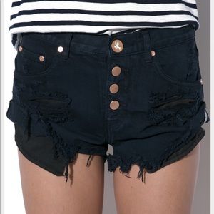 Blue/Black One Teaspoon Bandit Jean Shorts.Size 30