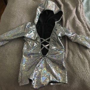 Hooded Holographic Rave Bodysuit NWOT