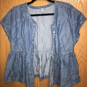 Jean button up with a flare