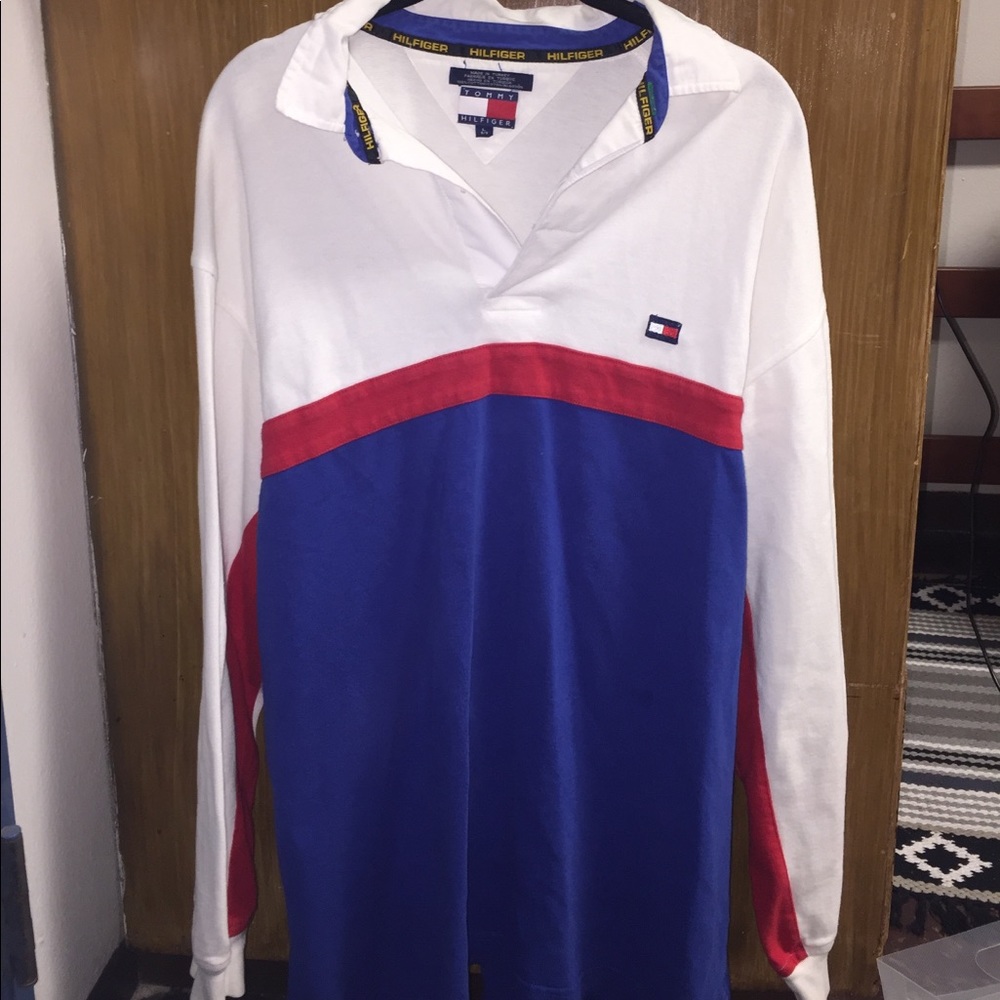 Colored red, white, and blue Tommy Hilfiger shirt