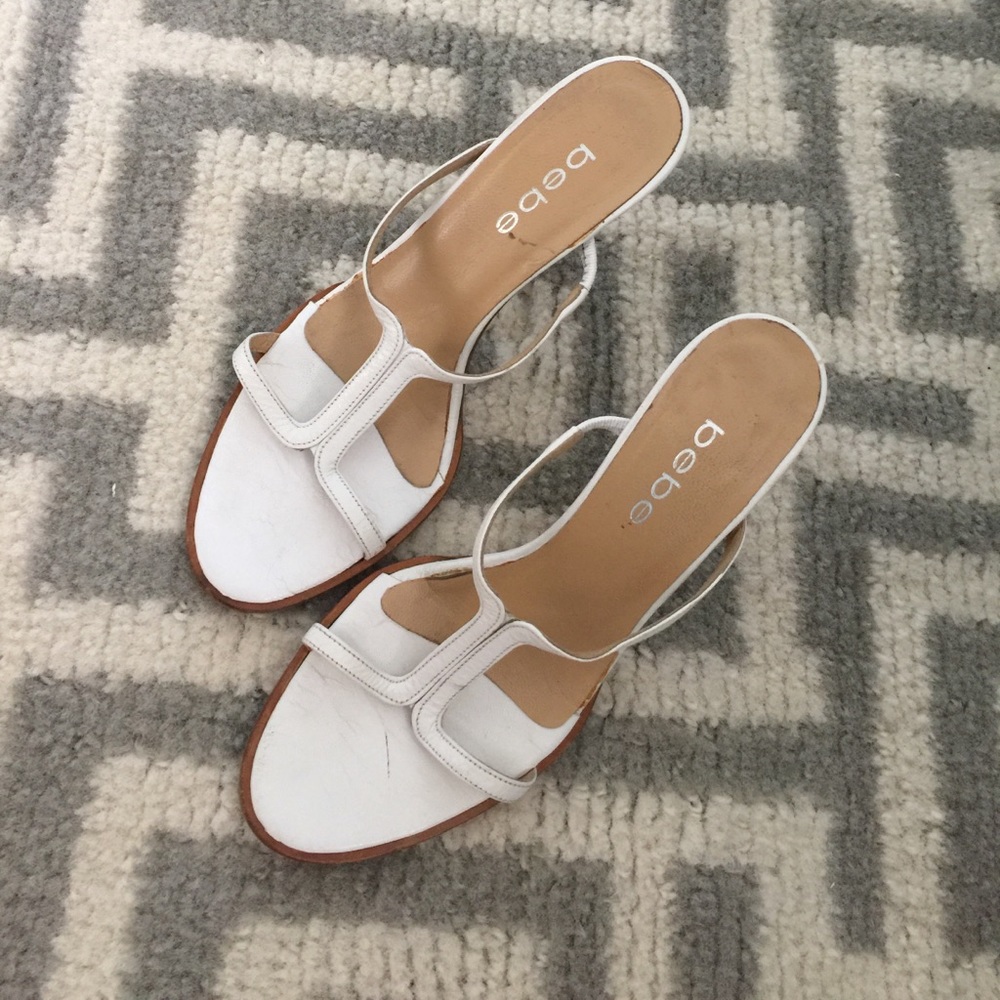 White Bebe Sandals 5.5