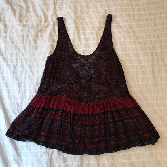 Ecote Drop Waist Red Patterned Tank Top - UO - Picture 2 of 5