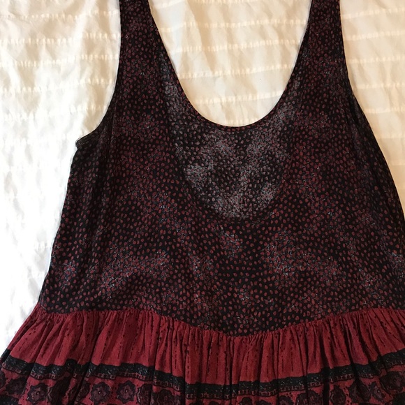 Ecote Drop Waist Red Patterned Tank Top - UO - Picture 3 of 5