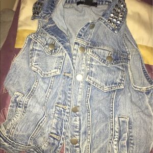 Studded jean vest