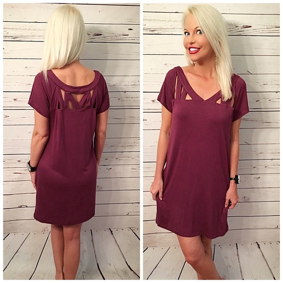 Gorgeous plum caged front/back pocket dress! - Picture 3 of 3