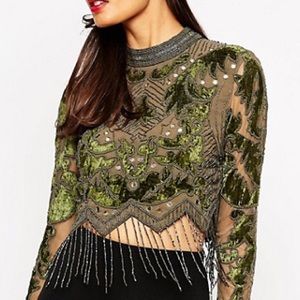 High Neck Embellished Top