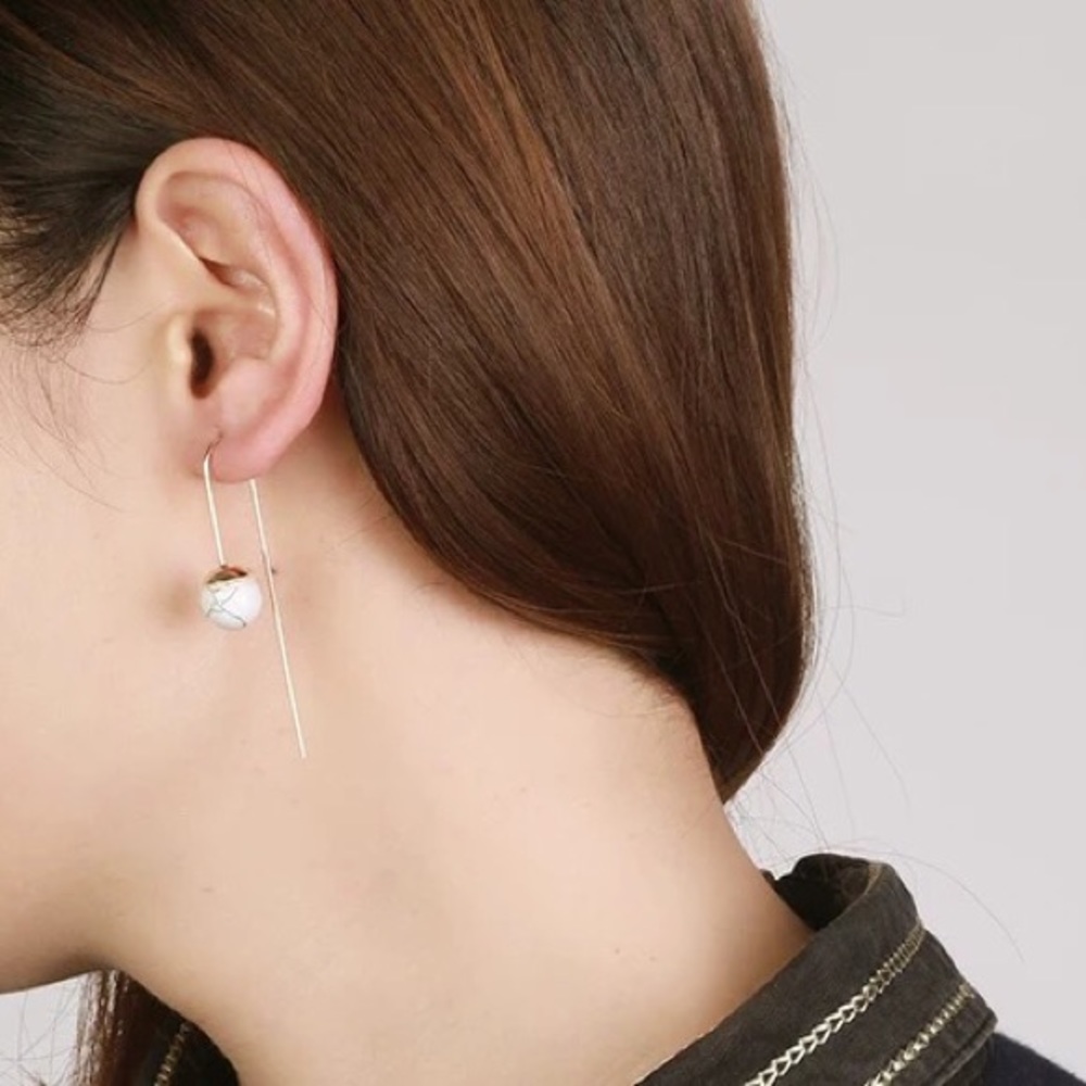 Marble simple fashion classic through earrings