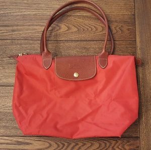 Red Longchamp Le Pliage Tote