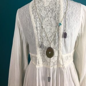 Druzy, Crystal Quartz, Tassel & Amethyst Necklace