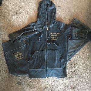 Victoria's Secret PINK navy velvet hoody & pants