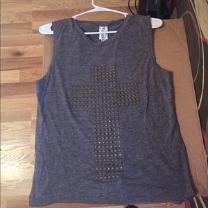Cross studded tank top