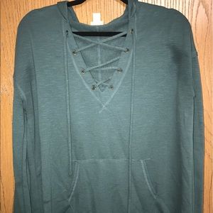Green hooded long sleeve