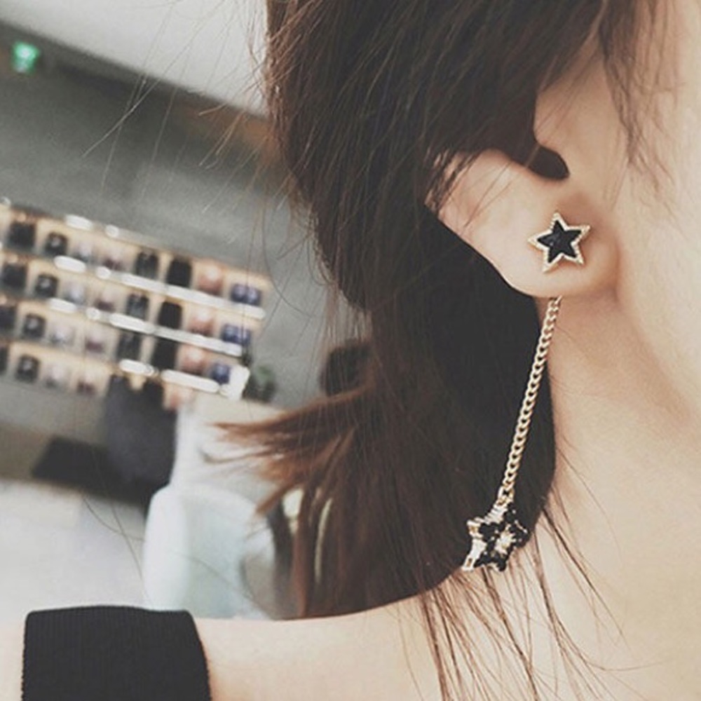 Star drop earrings star stud earrings crystal gold