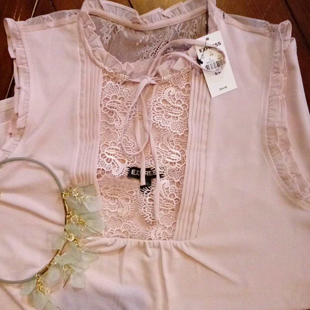 Soft Pink Lace Express Top Size Small