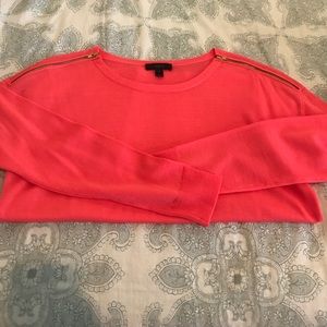 J. Crew coral zipper detail sweater size SM