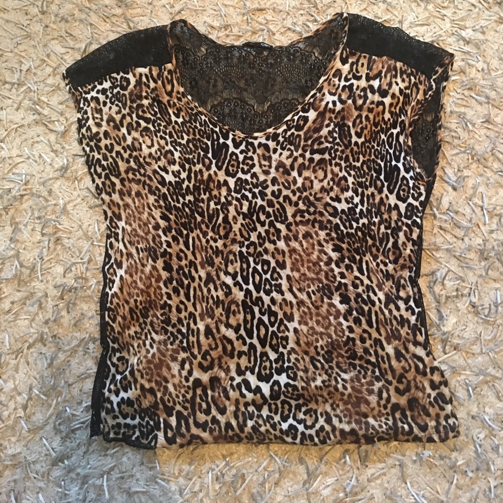 Leopard print and lace shirt