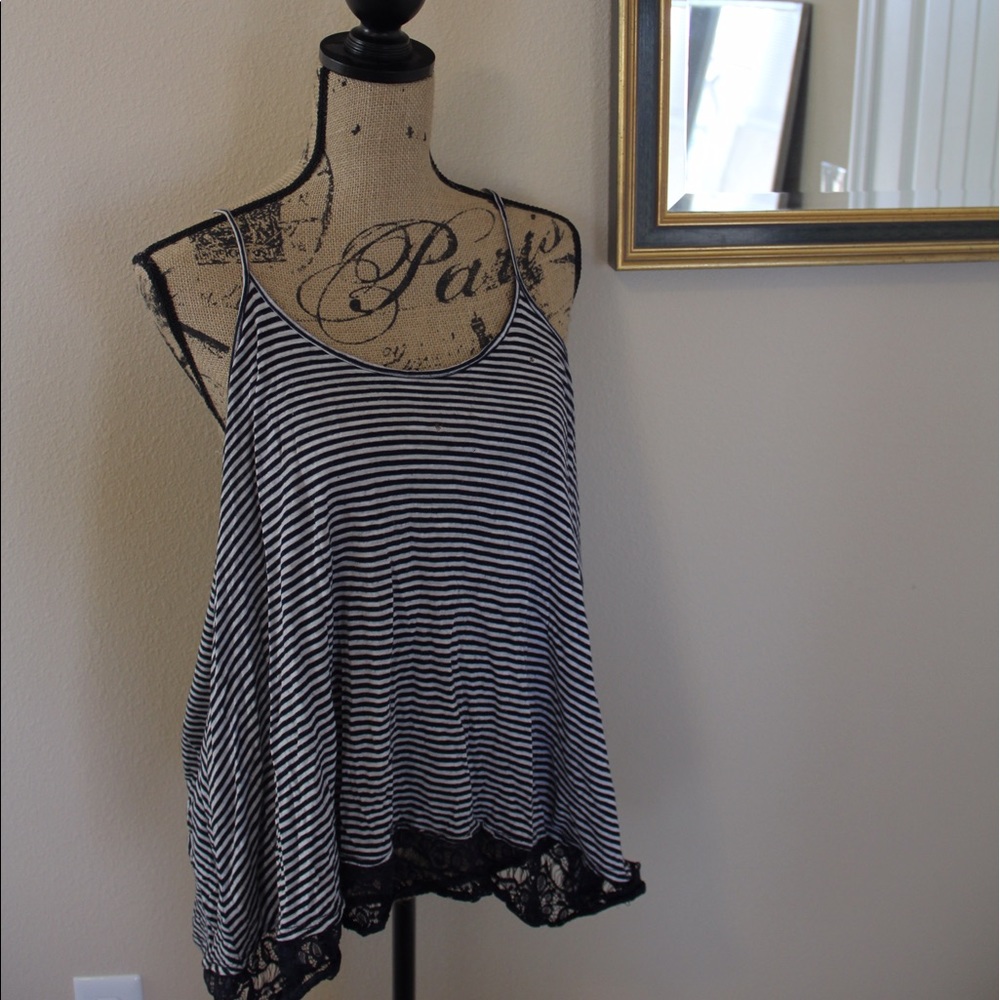 Flowing Navy and White Striped Tank