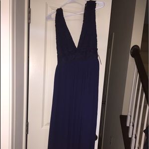Blue/Navy Prom Dress low neck line- lace halter!!